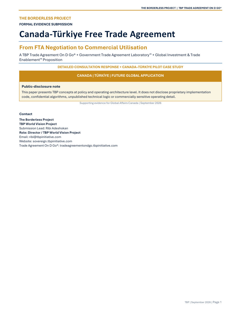 Canada–Türkiye Free Trade Agreement page 1