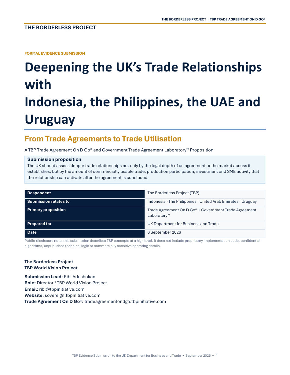 Deepening the UK’s Trade Relationships page 1